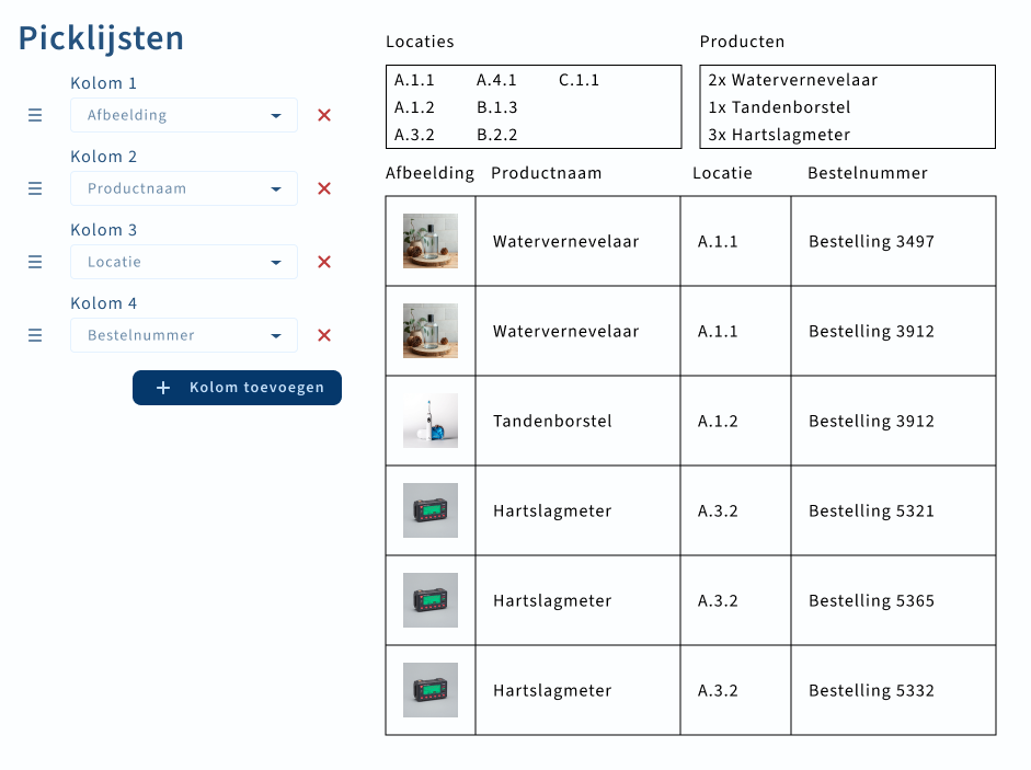 Picklijst instellen in orderverwerking Stockitup